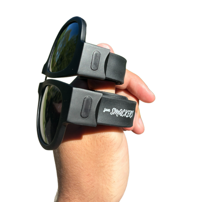 SunSmackers Wrist Sunglasses, Polarized with UV400 Protection, Sleek Black Frames & Lenses