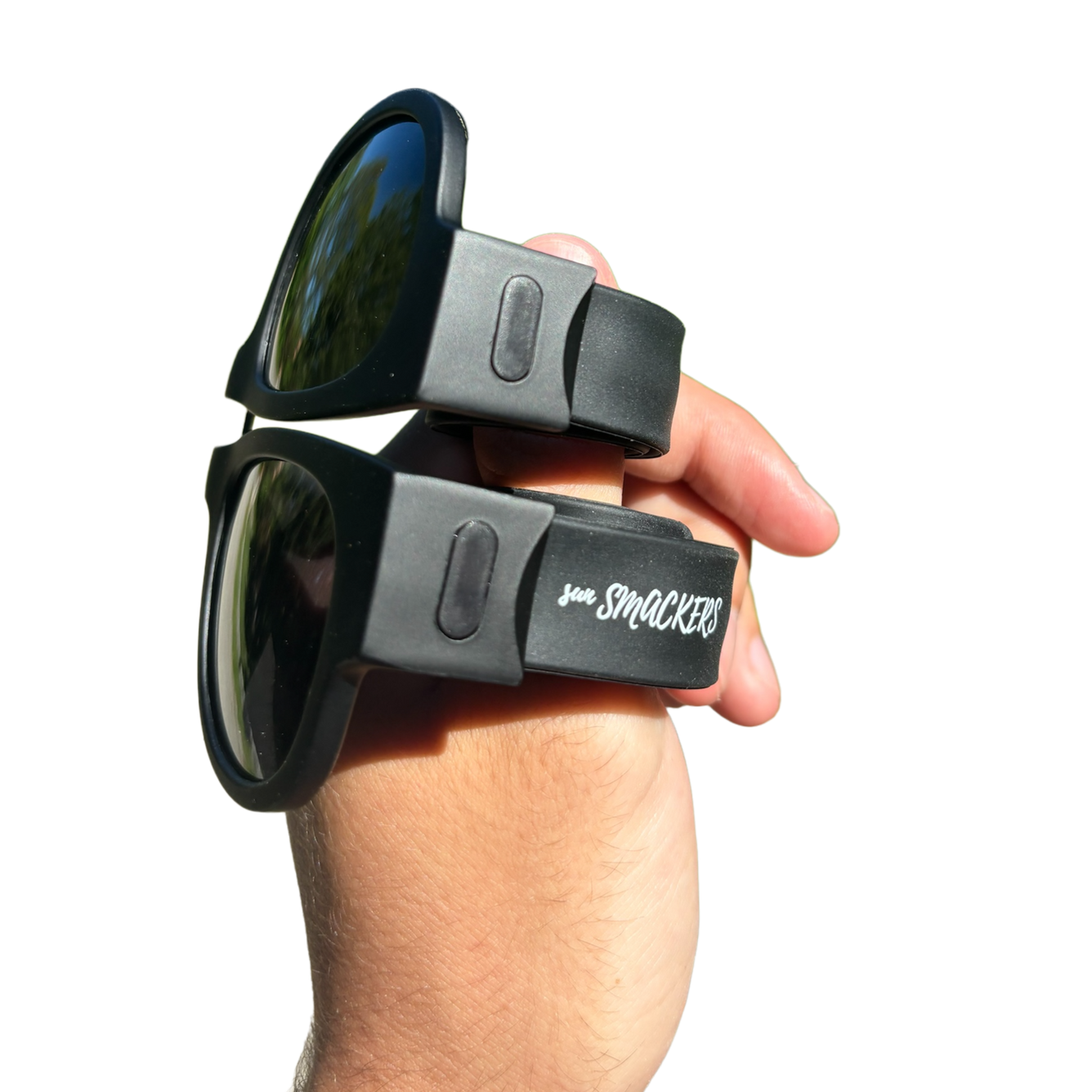 SunSmackers Wrist Sunglasses, Polarized with UV400 Protection, Sleek Black Frames & Lenses